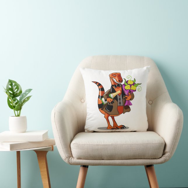Raptor Holding Bottle Of Sparkling Wine & Flowers Cushion (Chair)