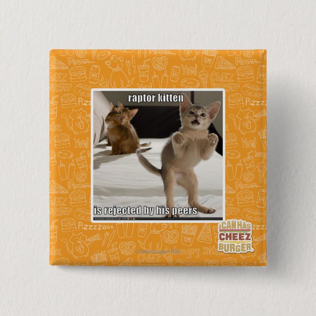 Raptor Kitten 15 Cm Square Badge (Front)