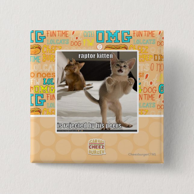 Raptor Kitten 15 Cm Square Badge (Front)