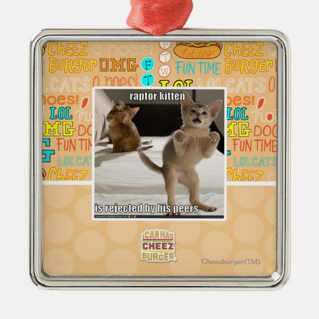 Raptor Kitten Metal Tree Decoration (Front)