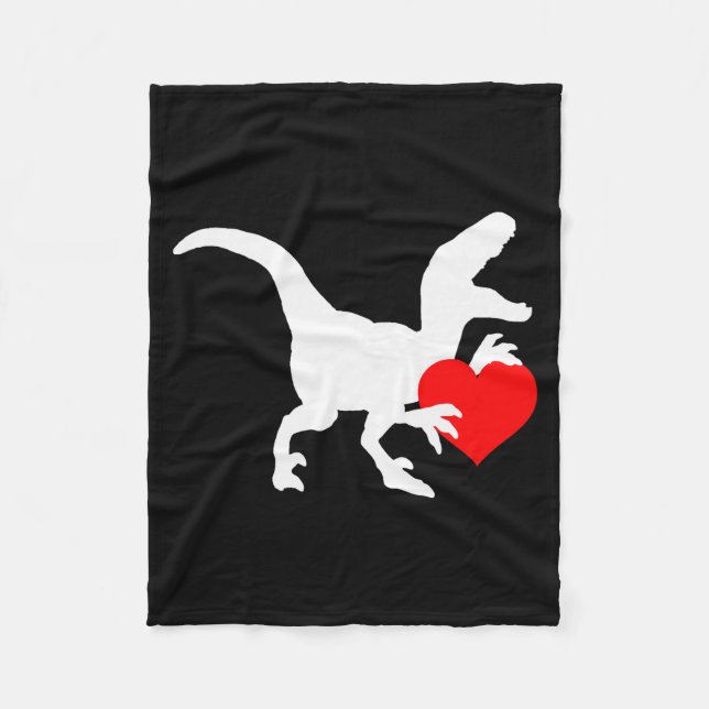 Raptor Love Valentines Day Gift Dino Raptor Heart  Fleece Blanket (Front)