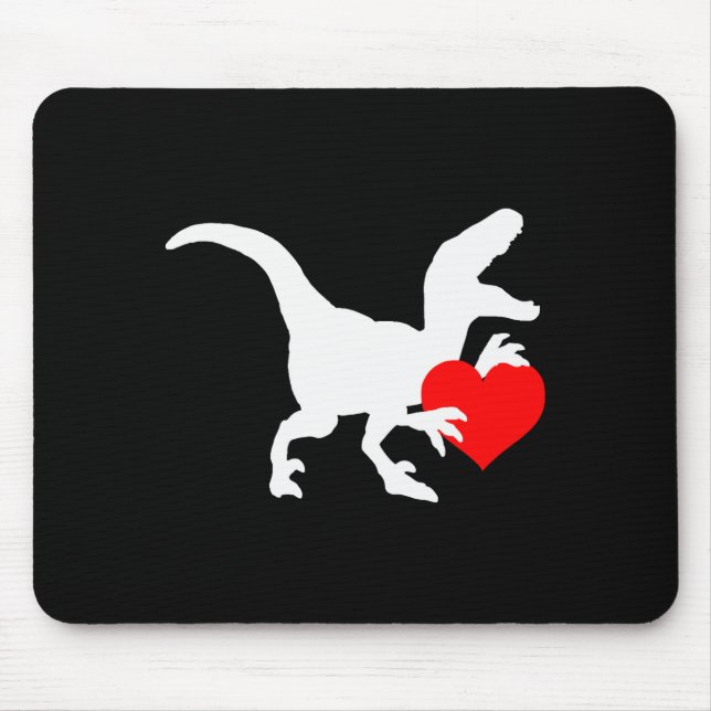 Raptor Love Valentines Day Gift Dino Raptor Heart  Mouse Pad (Front)