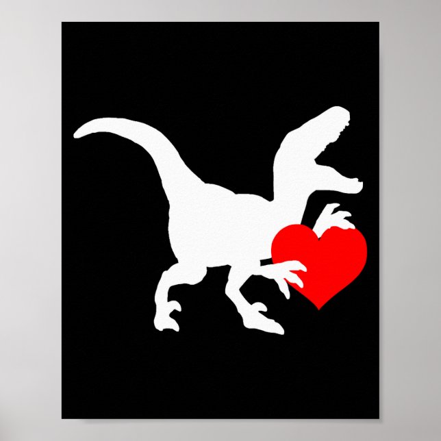 Raptor Love Valentines Day Gift Dino Raptor Heart  Poster (Front)