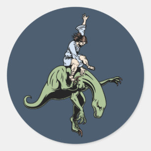 Raptor Rodeo Jesus Classic Round Sticker