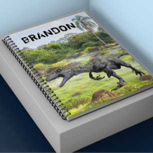 Raptor Velociraptor Dinosaur Monogram Notebook