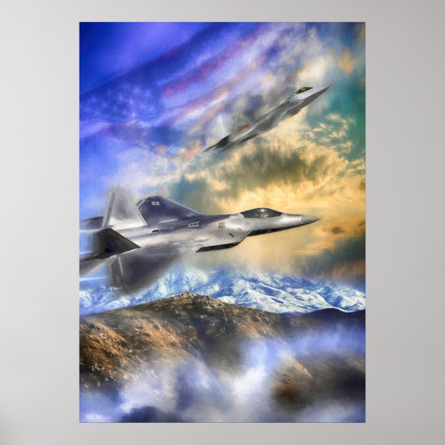 RAPTORS OVER AMERICA F22 JET POSTER (Front)