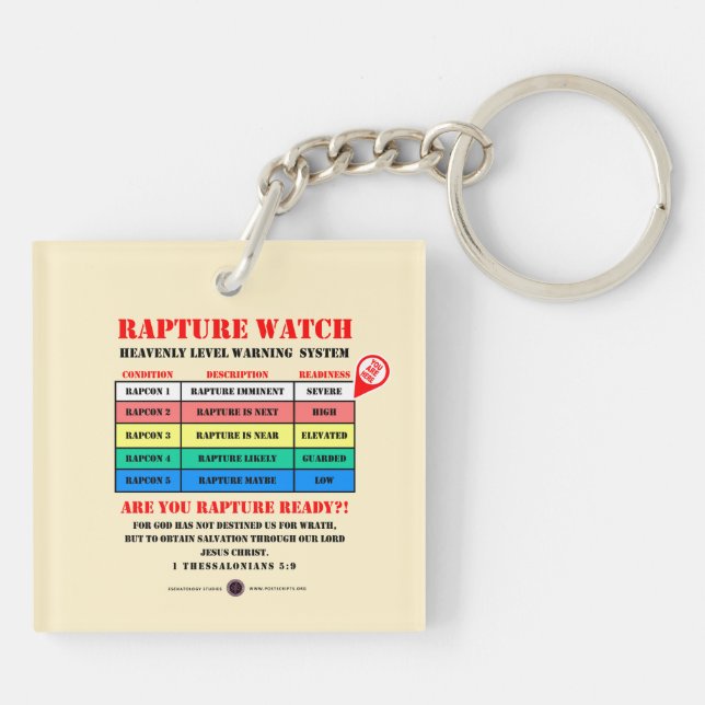 Rapture Alert Levels Key Ring (Back)