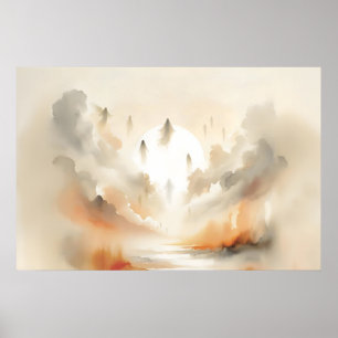 Rapture Scene Watercolor, Christian Prophecy Wall Poster