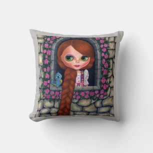 Rapunzel Big Eyes Girl Doll Cute Redhead Bluebird Cushion