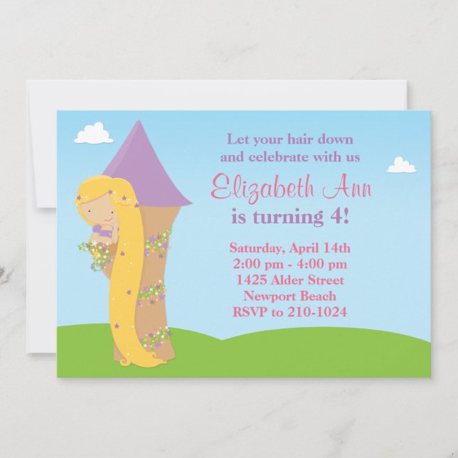 Rapunzel Birthday Party Invitation (Front)