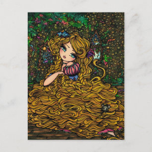 Rapunzel Storybook Princess Original Art Postcard