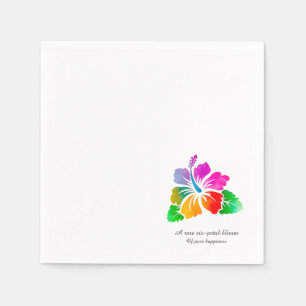 Rare 6-Petal Hibiscus-Colorful Hawaiian Good Luck Napkin