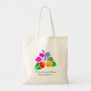 Rare 6-Petal Hibiscus-Colorful Hawaiian Good Luck Tote Bag
