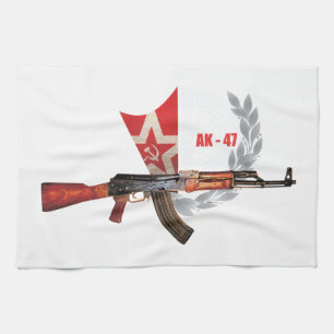RARE AK-47 ARMY KALASHNIKOV GUN MILITARY TEA TOWEL