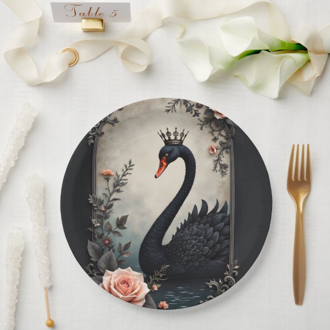 Rare as a black swan, timeless as true love.  paper plate (Wedding)