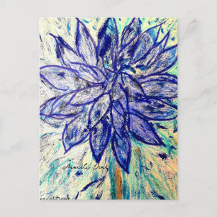 Rare Blue Dahlia Flower Postcard