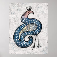 Rare Crowned Paisley Bird Poster Wall Art