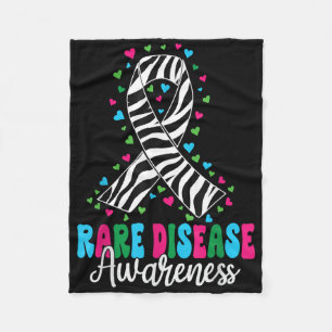 Rare Disease Awareness 2025 Zebra Ribbon Rare Dise Fleece Blanket