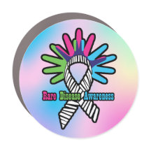 Rare Disease Awareness Ribbon & Hands Car Magnet