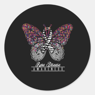 Rare Disease Awareness Shirt Butterfly Lovers Gift Classic Round Sticker
