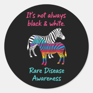 Rare Disease Awareness Zebra Its Not Black White Classic Round Sticker
