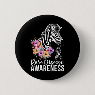 Rare Disease Awareness Zebra Rare Disease Warrior 6 Cm Round Badge