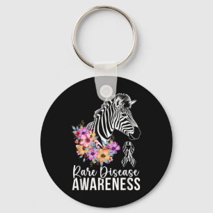 Rare Disease Awareness Zebra Rare Disease Warrior  Key Ring