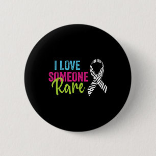 Rare Disease Awareness Zebra Ribbon, I Love Someon 6 Cm Round Badge