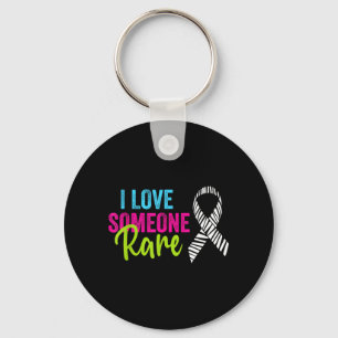 Rare Disease Awareness Zebra Ribbon Love Someone Key Ring
