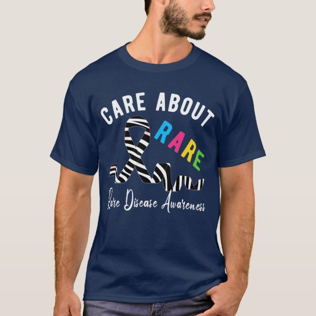 Rare Disease Day 2024 zebra Care About Rare Gift T-Shirt (Front)