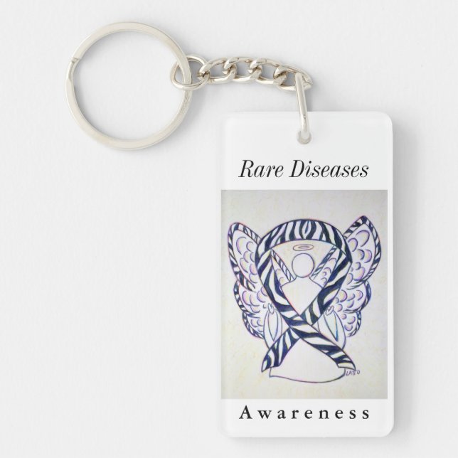 Rare Diseases Awareness Ribbon Angel Keychain (Front)