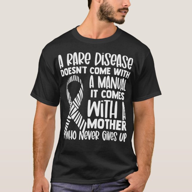 Rare Diseases Awareness Zebra Ribbon Mother Never  T-Shirt (Front)