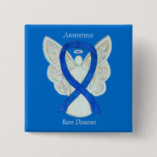 Rare Diseases Denim Awareness Angel Ribbon Pin