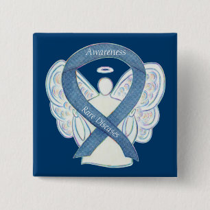 Rare Diseases Denim Awareness Angel Ribbon Pin