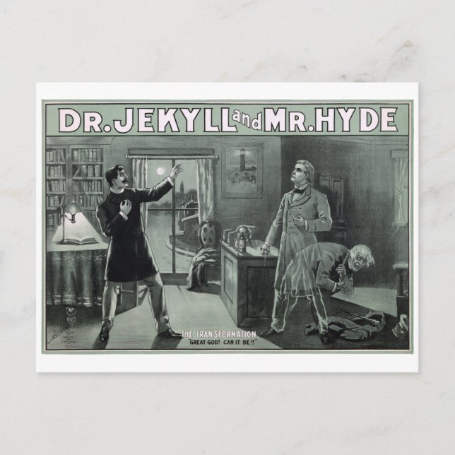 Rare Dr. Jekyll and Mr. Hyde Transformation Poster Postcard (Front)