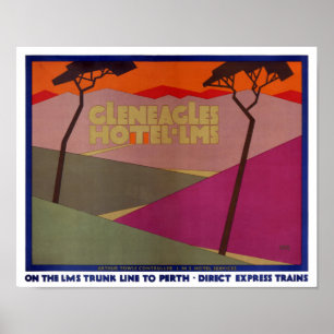 Rare Gleneagles Vintage Travel Poster Restored