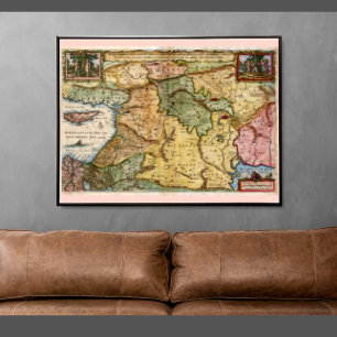 Rare Holy Land Historical Old World Map  Hanging Tapestry