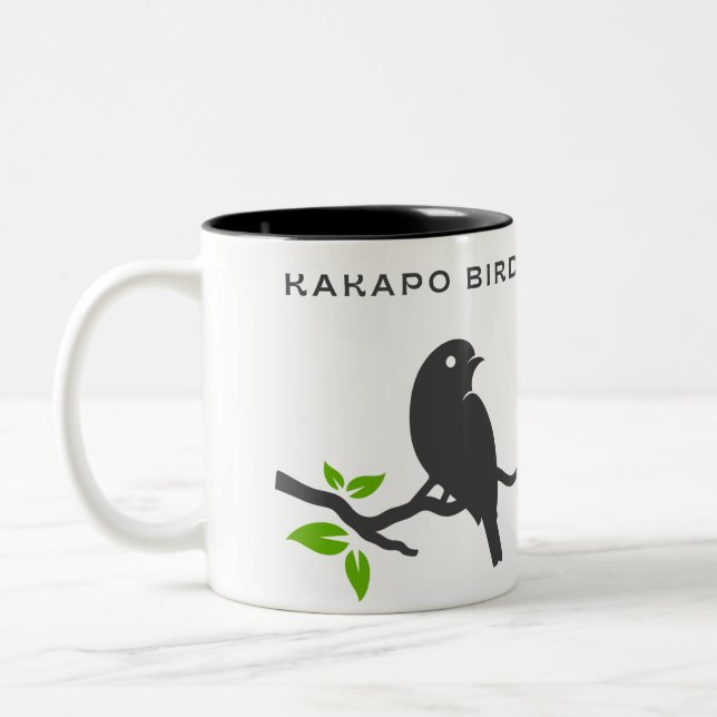 Rare Kakapo bird Two-Tone Coffee Mug (Left)
