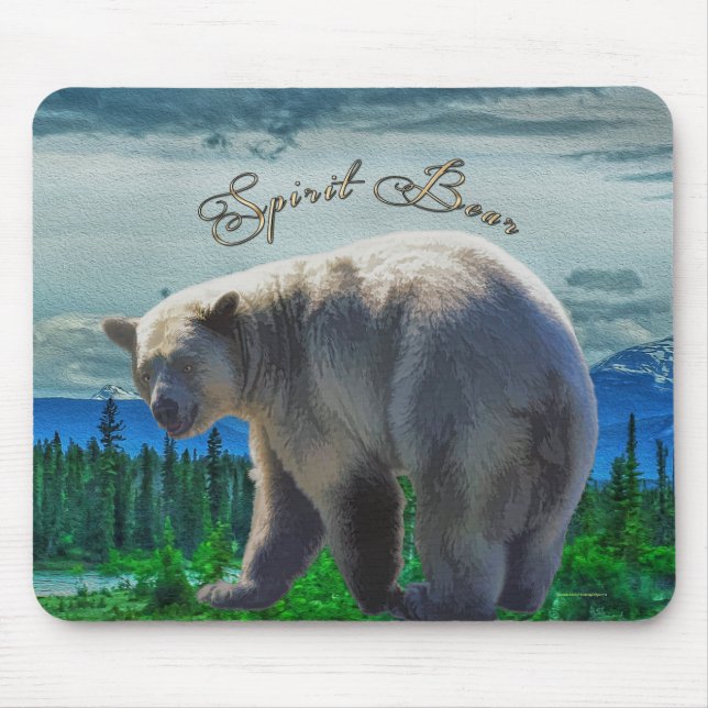 Rare Kermode Bear (Spirit Bear) Wildlife Design Mouse Pad (Front)