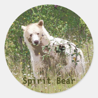Rare Kermode Spirit Bear, Wildlife Artwork Classic Round Sticker