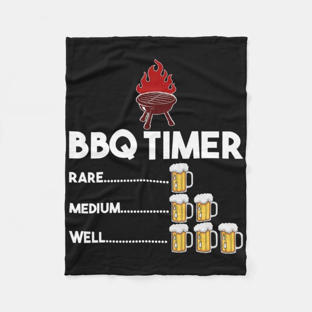 Rare Medium Well Funny Bbq Timer Beer Gift Byrbecu Fleece Blanket (Front)