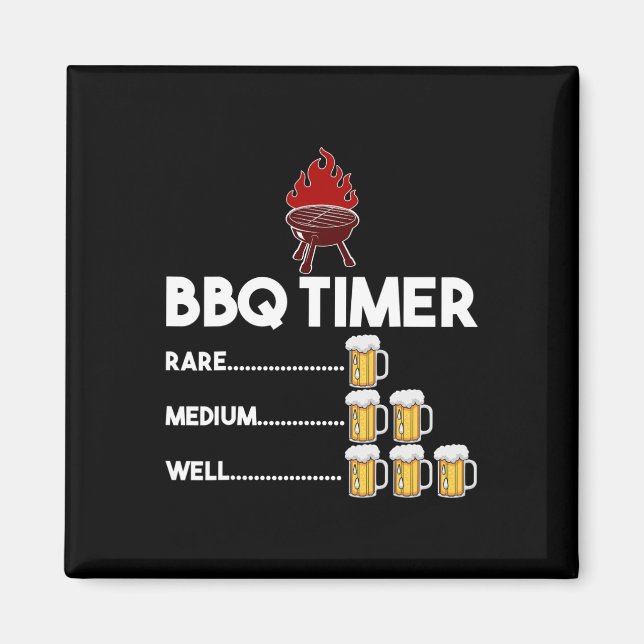Rare Medium Well Funny Bbq Timer Beer Gift Byrbecu Magnet (Front)