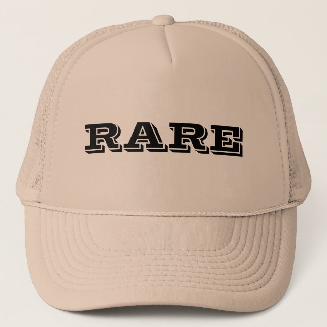 Rare on a Khaki Trucker Hat (Front)