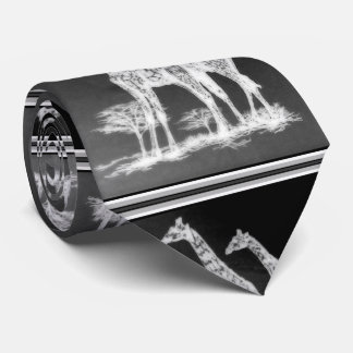 Rare Retro African Giraffes in Black/White Design Tie