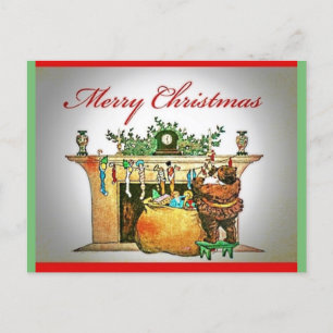 Rare Santa Dressed all in Brown Fur Postcard