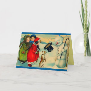 Rare Snowman, Bird on Head, Magic Hat, Kids, Dog Holiday Card