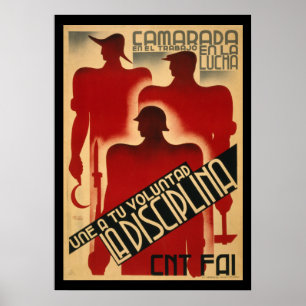 Rare Spanish Civil War Propaganda - Discipline Poster