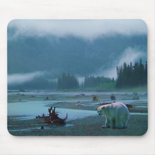 Rare Spirit Bear and Misty BC River Mouse Pad (Front)