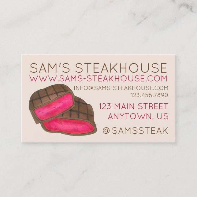 Rare Steak Steakhouse Restaurant Food Chef Business Card (Front)