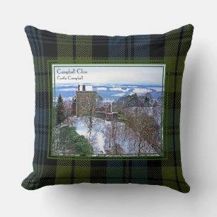 Rare View Castle Campbell Tartan Snow Photo Cushion